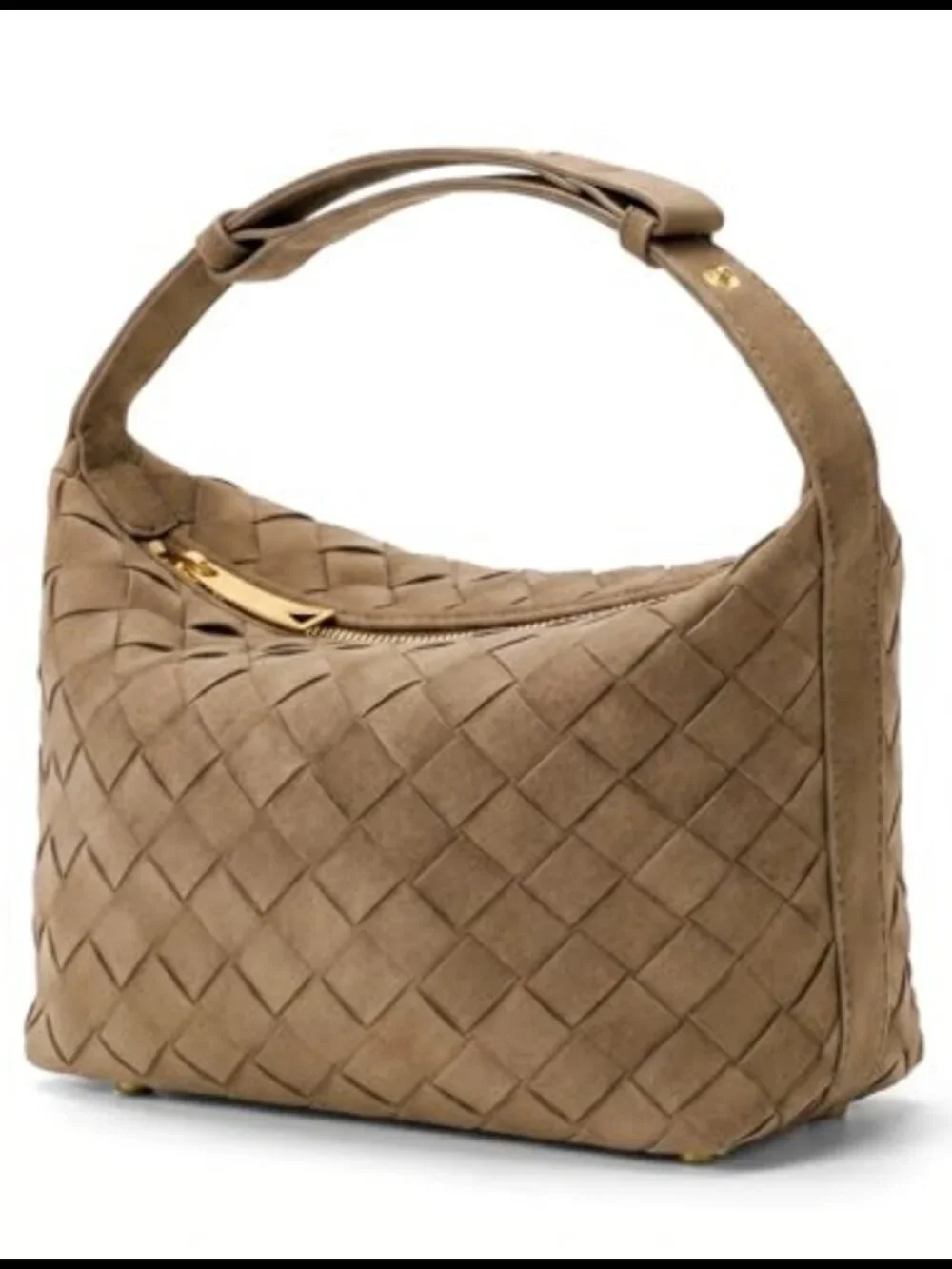 Hand-Woven Faux Suede Shoulder Bag Vegan Leather Hobo Handbag for Women